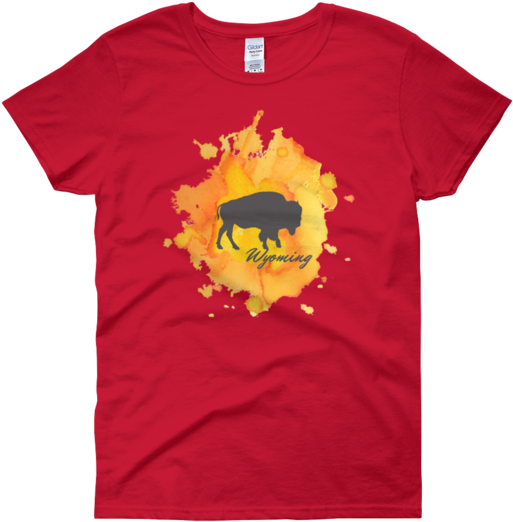 Wyoming Watercolor Burst Bison - King And Queen T-shirt, Couples, King, Queen, Married, (600x600), Png Download