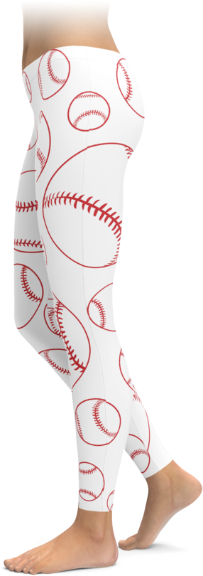 White Large Baseball Outline Leggings - Tights (740x895), Png Download
