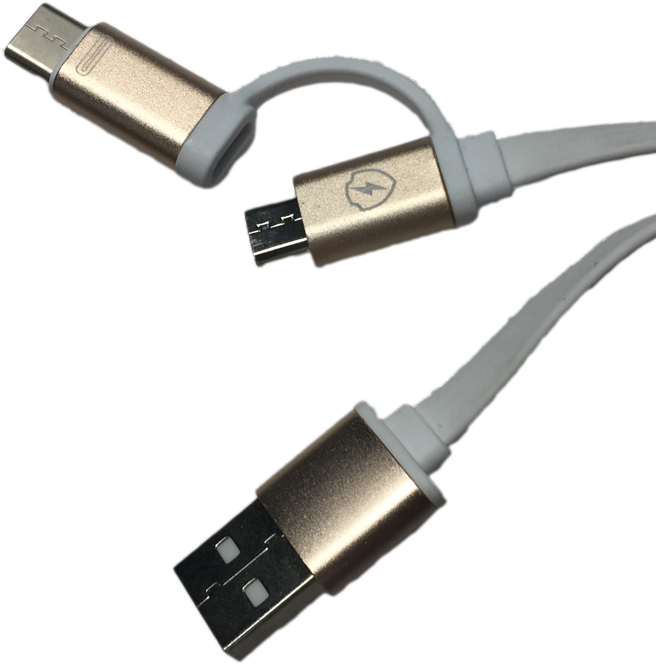 2 In 1 Usb Charging Cable Dual Android And Iphone Plug - Usb Cable (2231x2448), Png Download