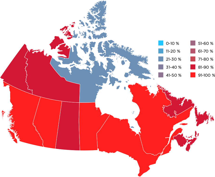 Canadians Are Generally Satisfied With The Level Of - Internet Speed Map Canada (916x751), Png Download