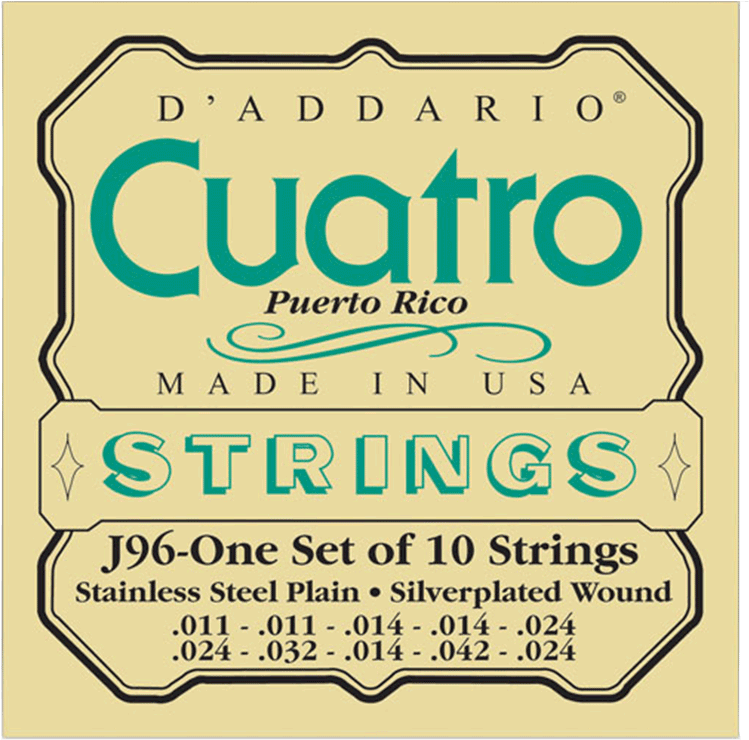 D'addario J96 Cuatro Puerto Rico Strings - Poster (1000x1000), Png Download