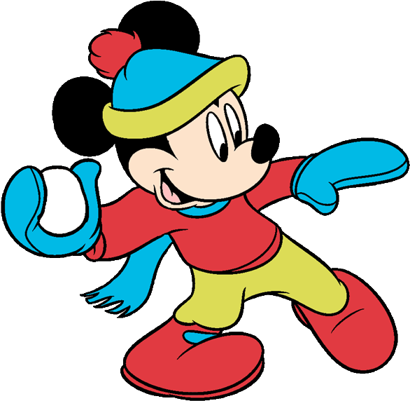 Mickey Mouse Clipart - Mickey Mouse Winter Coloring Pages (586x572), Png Download