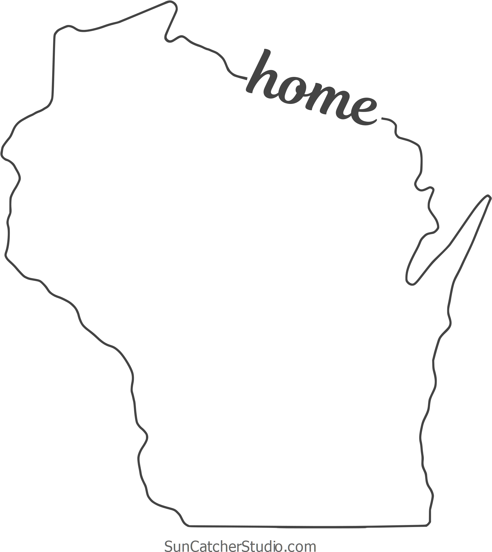 Free Wisconsin Outline With Home On Border, Cricut - Line Art (1790x2000), Png Download