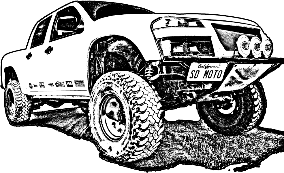 Free Coloring Pages - Off Road Truck Outline (1008x654), Png Download