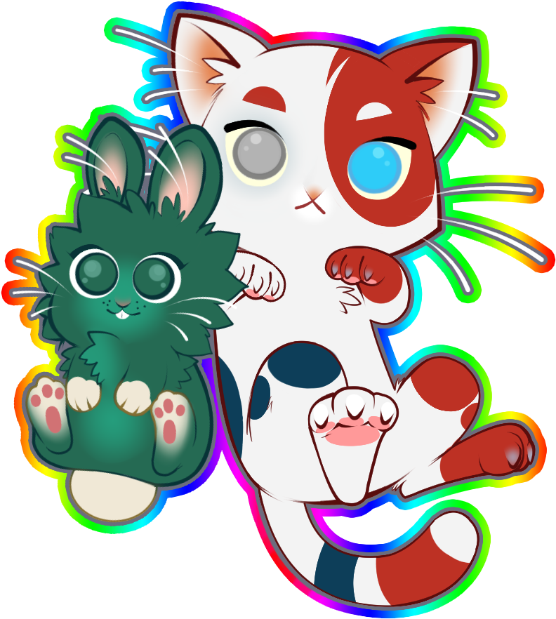 Tododeku Pets Todokitty & Midoribunny - Cartoon (849x951), Png Download