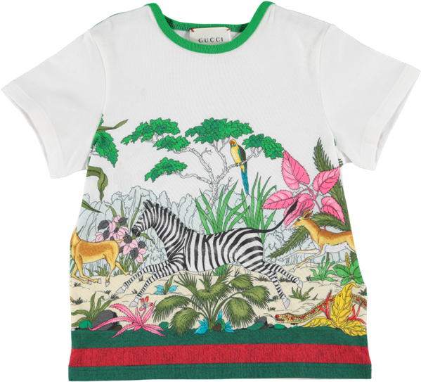 Picture Of Babies Jungle Print T-shirt Ivory & Multi - T-shirt (600x600), Png Download