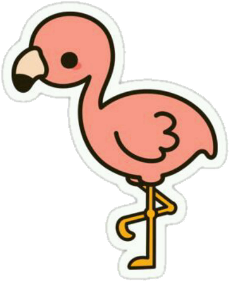 #kawaii #cute #pink #flamingo #bird #tumblr #transparent - Cute Flamingos (1024x1199), Png Download