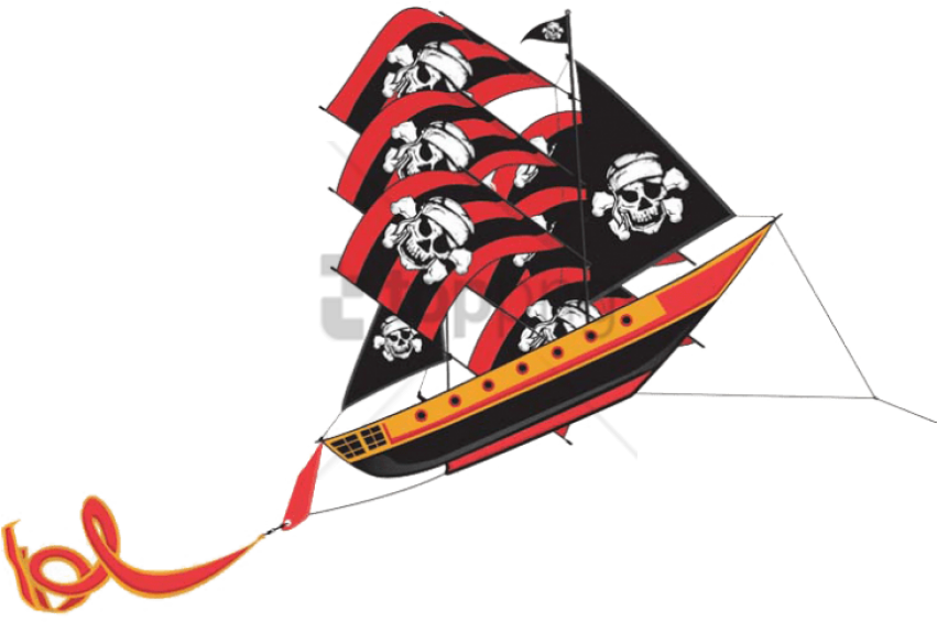 Free Png Download Pirate Ship 3-d Supersize Nylon Kite - Pirate Ship Kite (851x565), Png Download