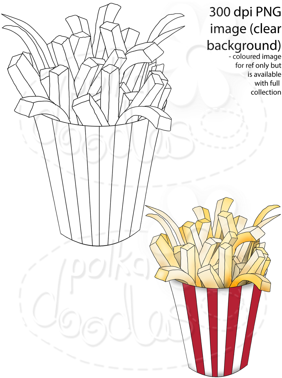 Fries Digital Stamp - Line Art (963x1280), Png Download