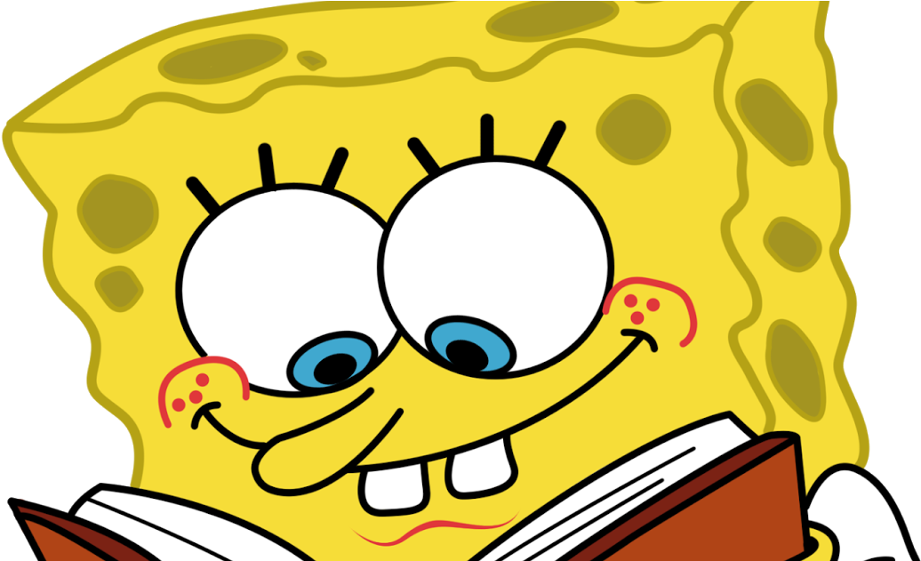 Sponge Bob Clip Art - Cartoon Spongebob Reading A Book (1200x630), Png Download