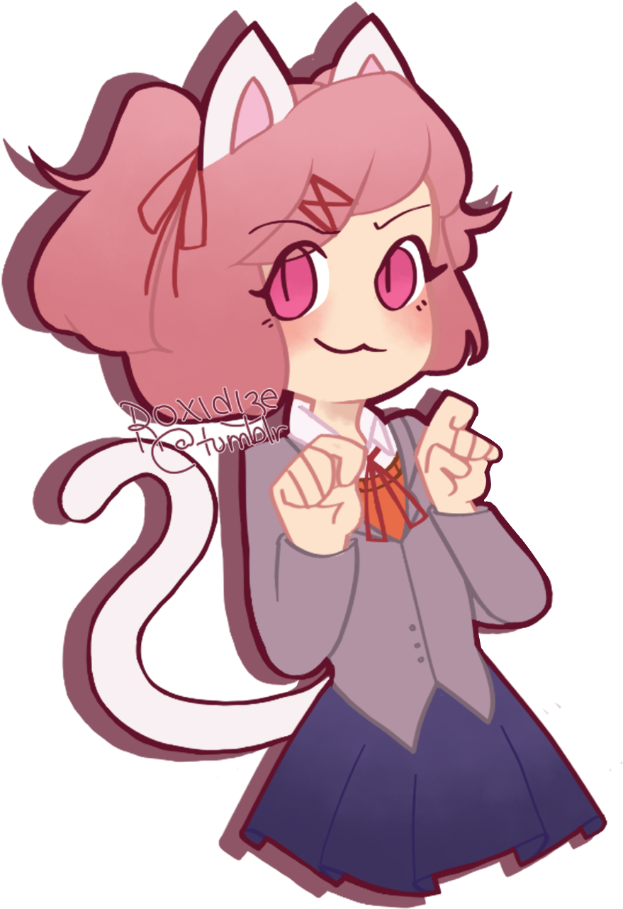 Natsuki Doki Literature Club - Doki Doki Natsuki Cat (1000x1500), Png Download