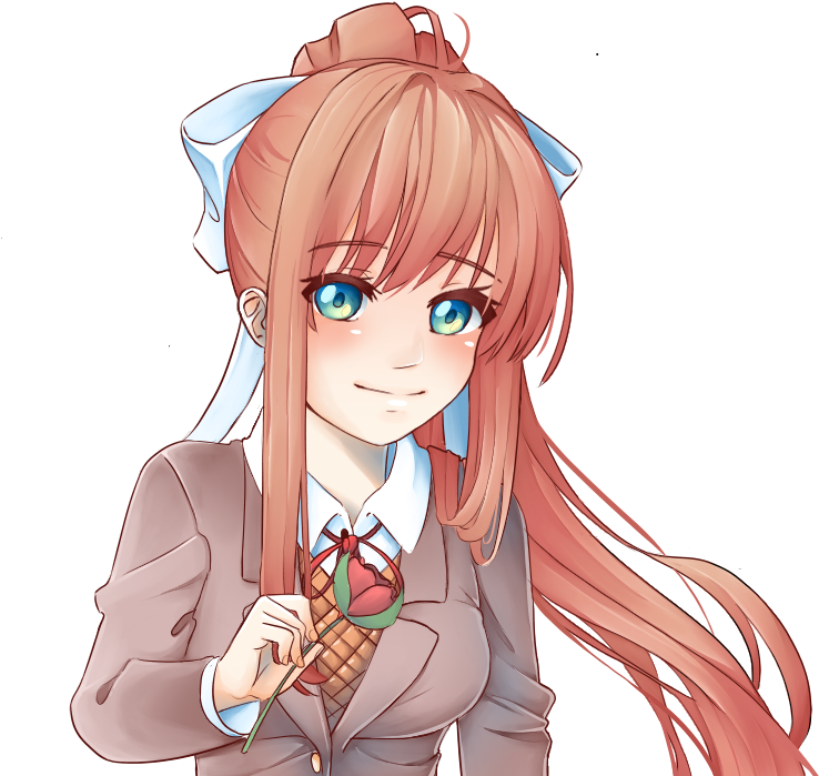 Monika ,doki Doki Literature Club,foreign Vn, - Cartoon (760x719), Png Download