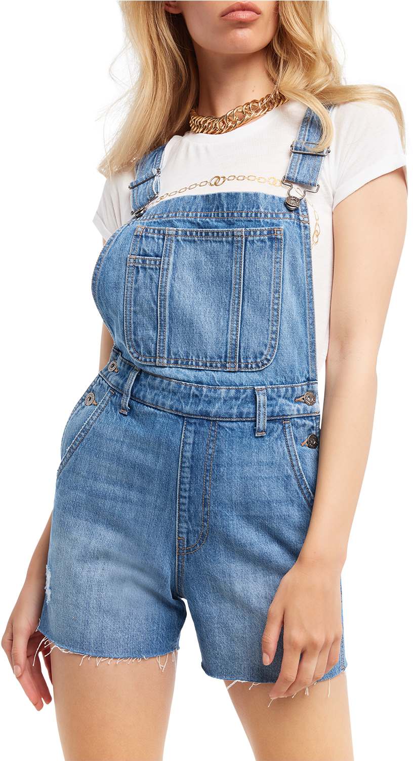 Denim Short Overall In Colour Citadel - One-piece Garment (1000x1500), Png Download