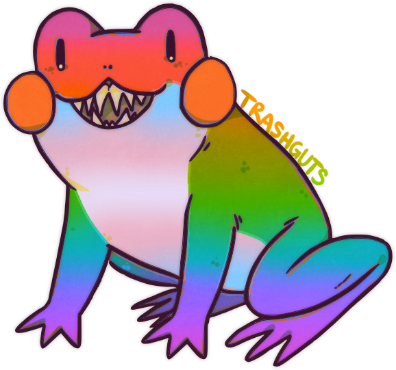 Frog With Gradient Rainbow Overlay And A Trans Flag (578x541), Png Download