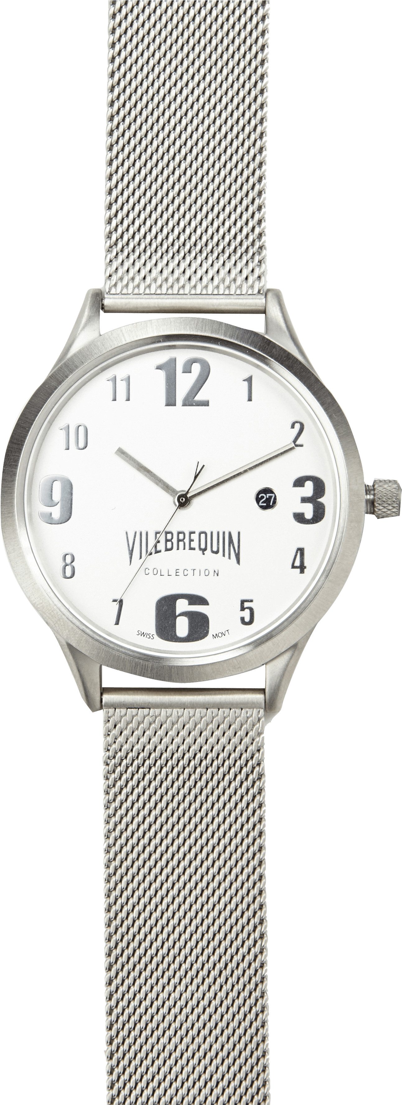 Metal Mesh Silver Watch - Analog Watch (3920x3920), Png Download