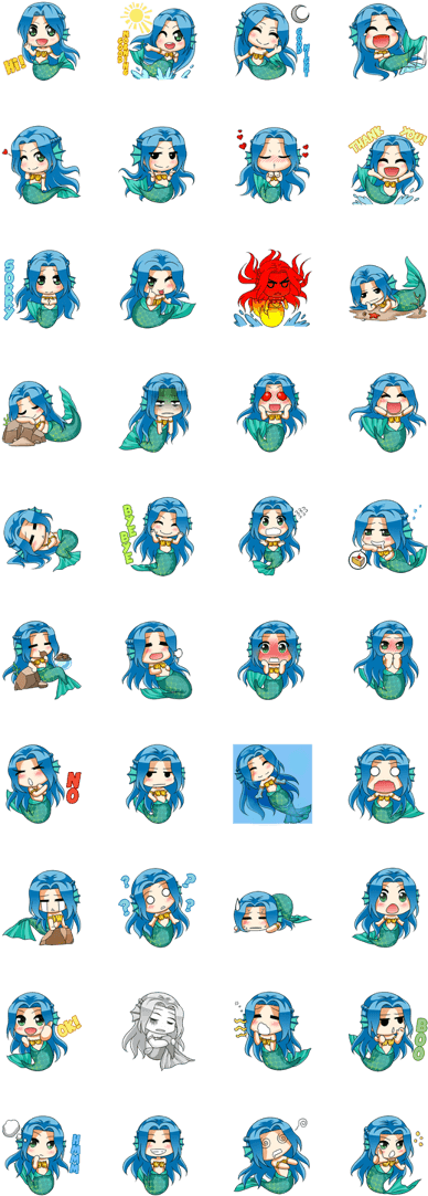 Naoki, Little Cute Mermaid Girl - สติ๊กเกอร์ ไลน์ นาง เงือก (420x1121), Png Download