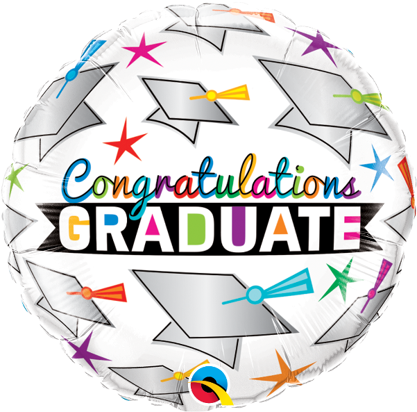 Grad Cap & Stars 18" Foil Balloon - Congratulations Graduate (600x600), Png Download