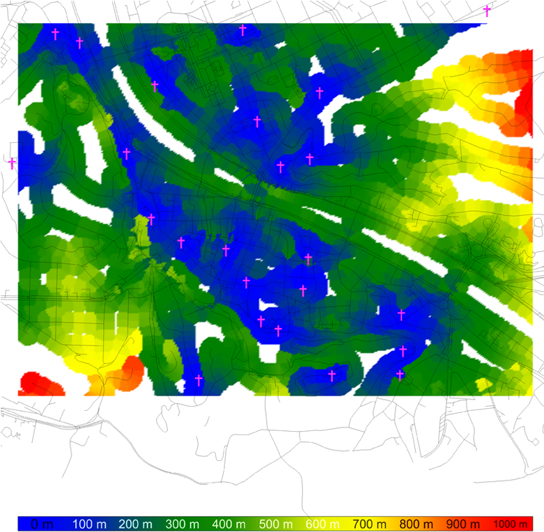 Urban Distance Map - Spiderweb Grasshopper (780x780), Png Download