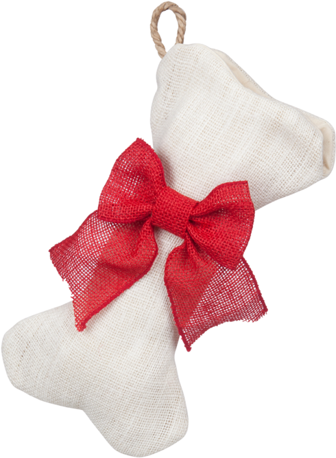 Mini Bone White Burlap Stocking With Optional Bow Christmas Stocking Full Size Png Download Seekpng