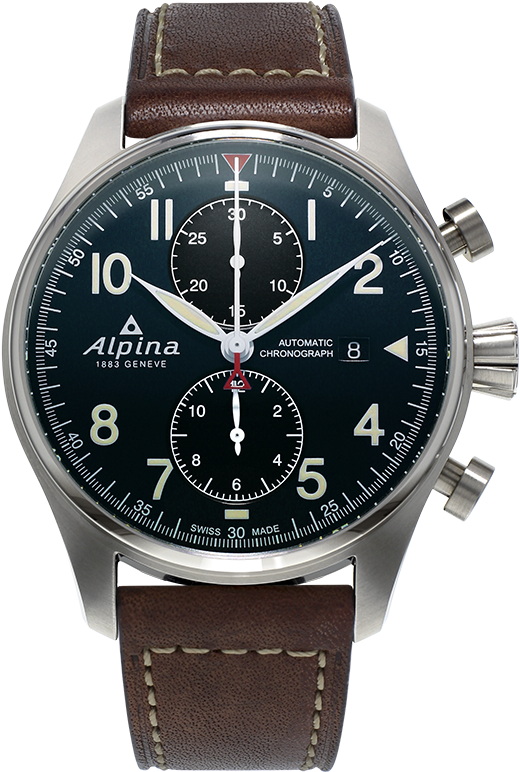 Alpina Startimer Pilot Chronograph Blue Dial Brown - Frederique Constant Fc 350rmg5b6 (642x810), Png Download