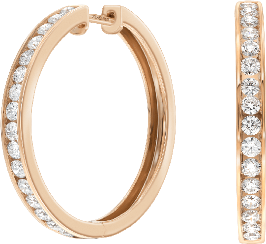 Channel Set Round Brilliant Diamond Hoop Earrings Set (700x700), Png Download