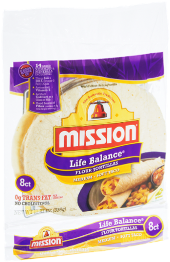 Mission Life Balance Medium Soft Taco Flour Tortillas - Mission Tortilla Chips (600x600), Png Download