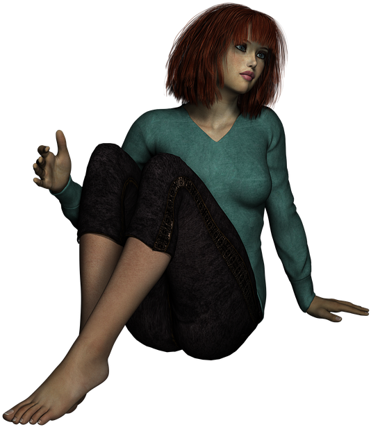 Girl, Pose, Redhead, Beautiful, Person, Model - Girl Redhead Png (556x720), Png Download