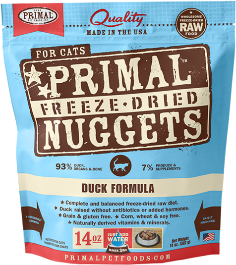 Primal Freeze Dried Nuggets Grain Free Duck Formula - Primal Freeze Dried Cat Duck (554x575), Png Download