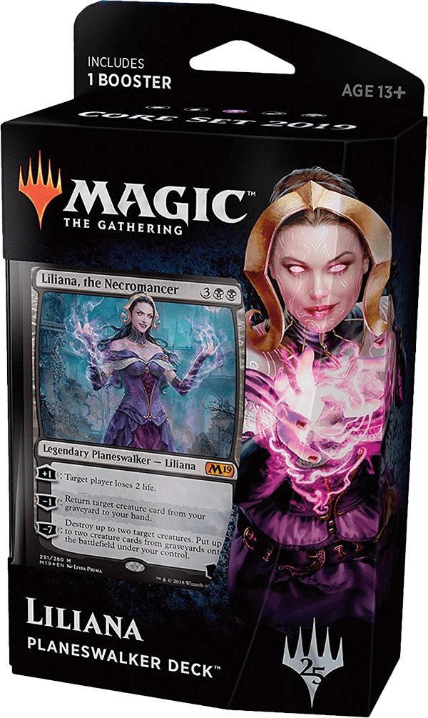 Magic The Gathering Tcg Core Set 2019 Liliana The Necromancer - Magic 2019 Planeswalker Decks (600x1005), Png Download