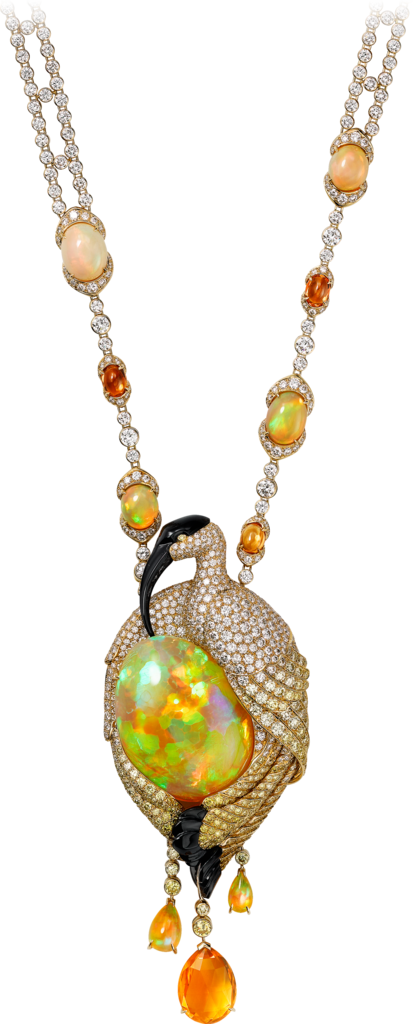 High Jewelry Necklace Yellow Gold, Opals, Fire Opals, - High Jewelry Cartier Necklace (413x1024), Png Download