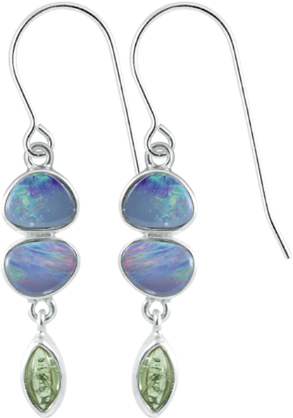 Opal & Amethyst Sterling Silver Earrings - Earrings (600x600), Png Download