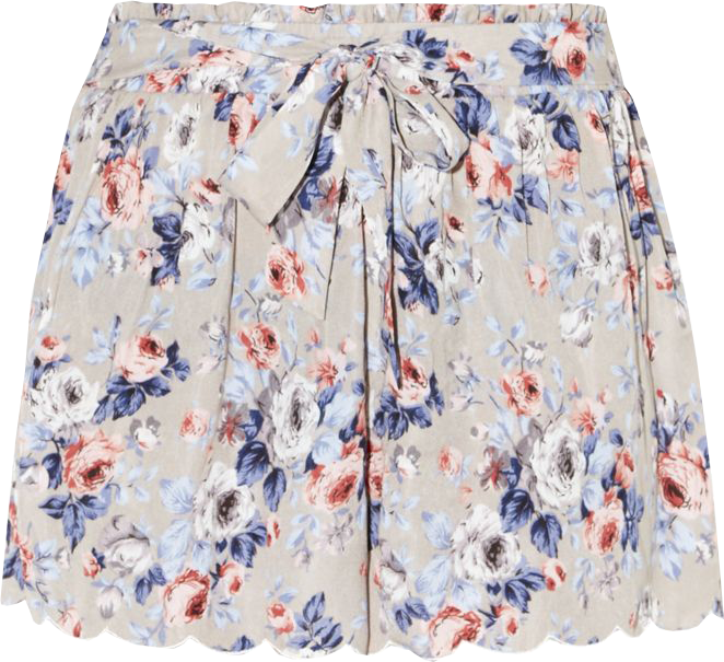 Tokyo Doll Shell Pink Floral Print Bow Front Scallop - A-line (662x605), Png Download