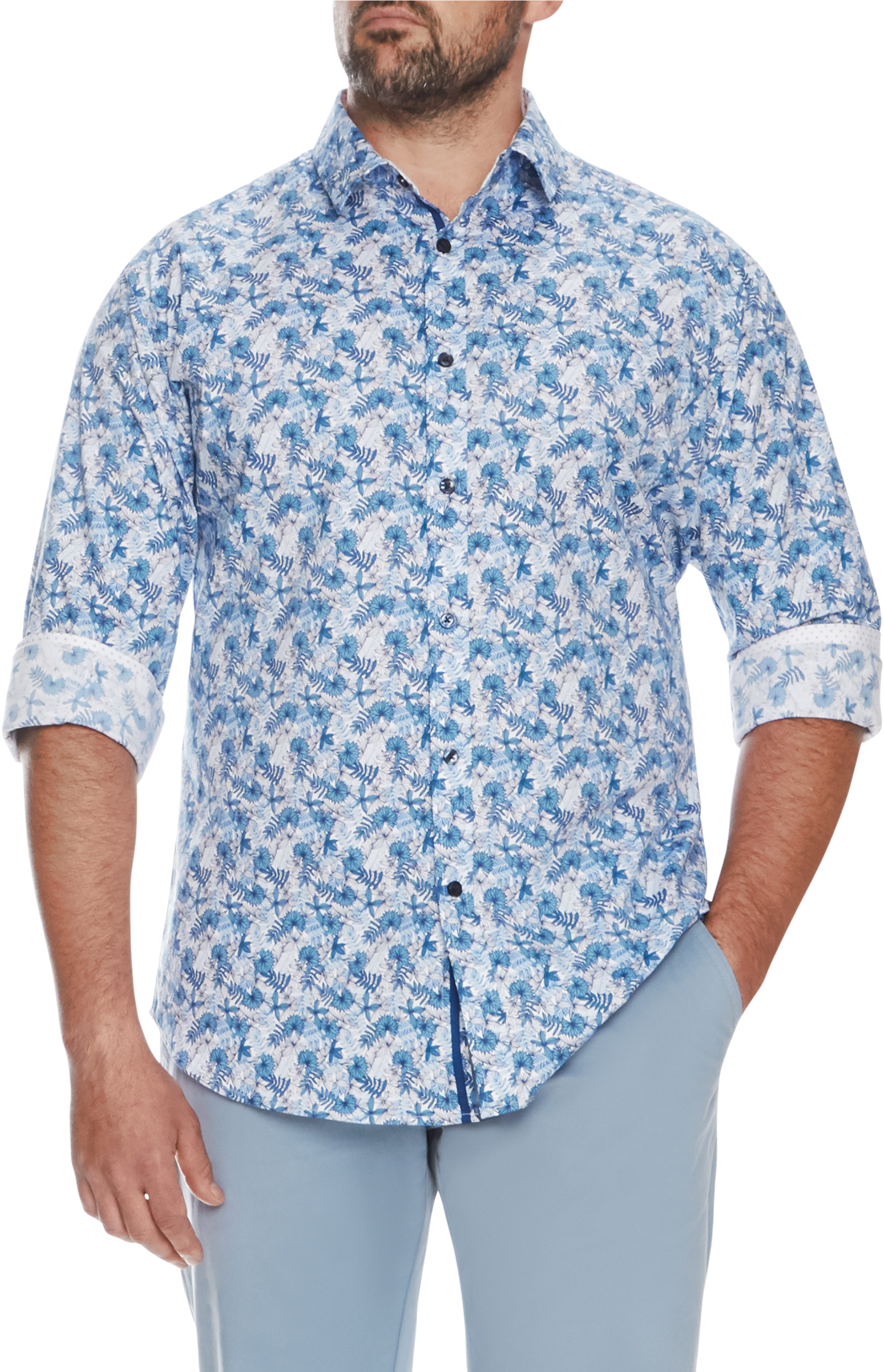 Blue Summer Floral Print Shirt - Gentleman (3000x3000), Png Download