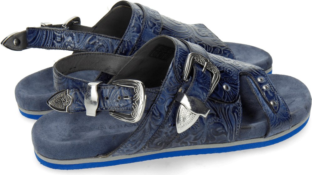 Mules Helen 2 Floral Print Moroccan Blue - Sandal (1024x1024), Png Download