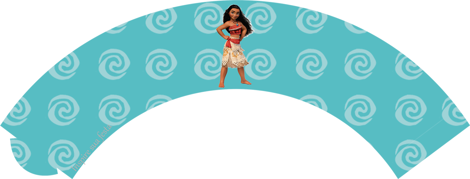 Saia Para Cupcake Personalizado Gratuito Moana Inspire - Saia De Cupcake Moana (1500x572), Png Download