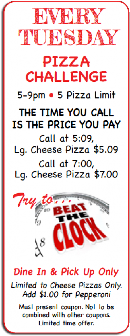 Tuesday Pizza Special ~ Beat The Clock - Poster (536x1200), Png Download