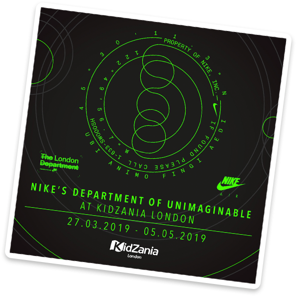 Nike's Department Of Unimaginable At Kidzania - Graphic Design (600x600), Png Download