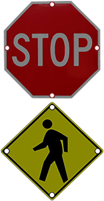 Ts40 Flashing Stop And Pedestrian Warning Combo Sign - The Ave Venice (768x768), Png Download