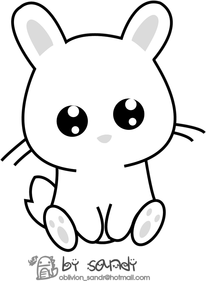 Kawaii Bunny By Sandy Oblivion-d48fzrm Bunny Emoji, - Dibujos De Conejos Kawaii (809x987), Png Download