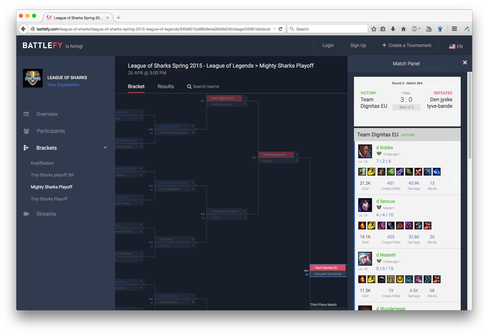 The Side Panel Also Hosts Match Details Like Stats - Battlefy Bracket (960x658), Png Download
