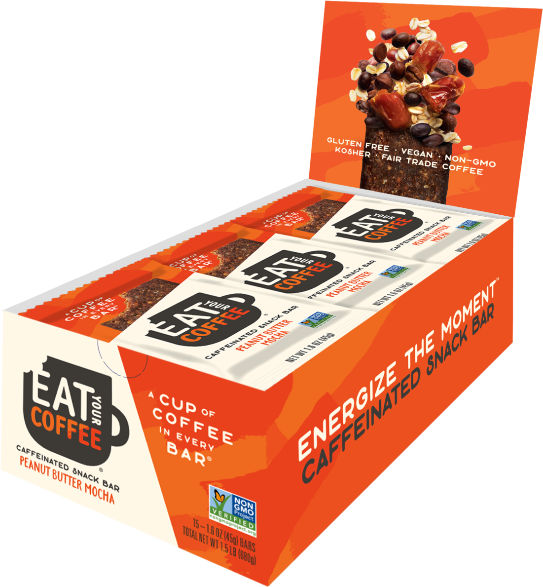 Peanut Butter Mocha Caffeinated Snack Bars - Snack (1113x1200), Png Download