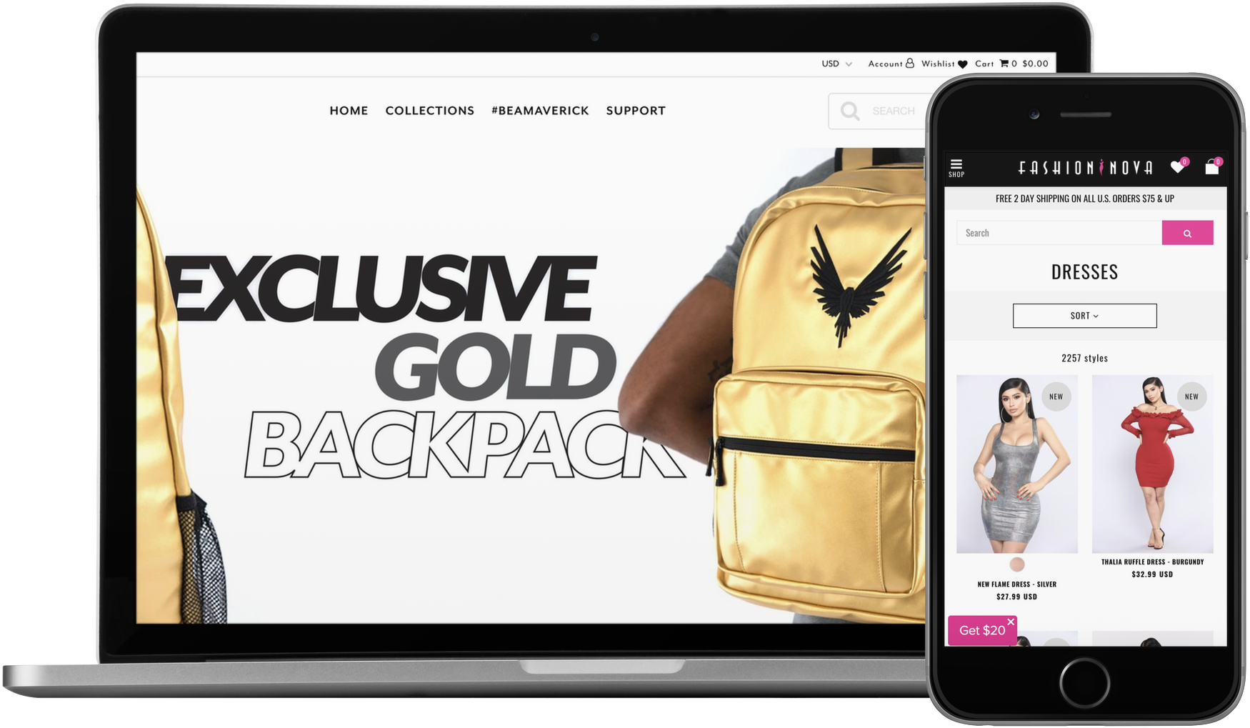 Let Us Build You A Custom Shopify Store That Actually - Logan Paul Merch Gold Backpack (1920x1440), Png Download