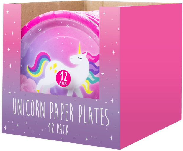 Unicorn Disposable Paper Plates 23cm - Graphic Design (800x620), Png Download