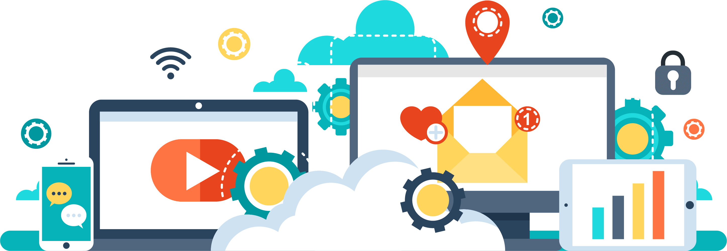 Cloud Computing - Services (2893x1002), Png Download