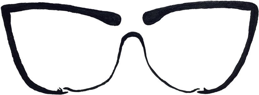 Glasses - Line Art (1000x447), Png Download
