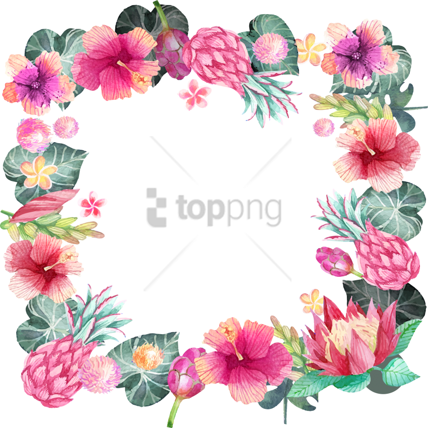 Free Png Hand Painted Flower Borders Png Image With - Watercolor Page Borders Flower (850x849), Png Download