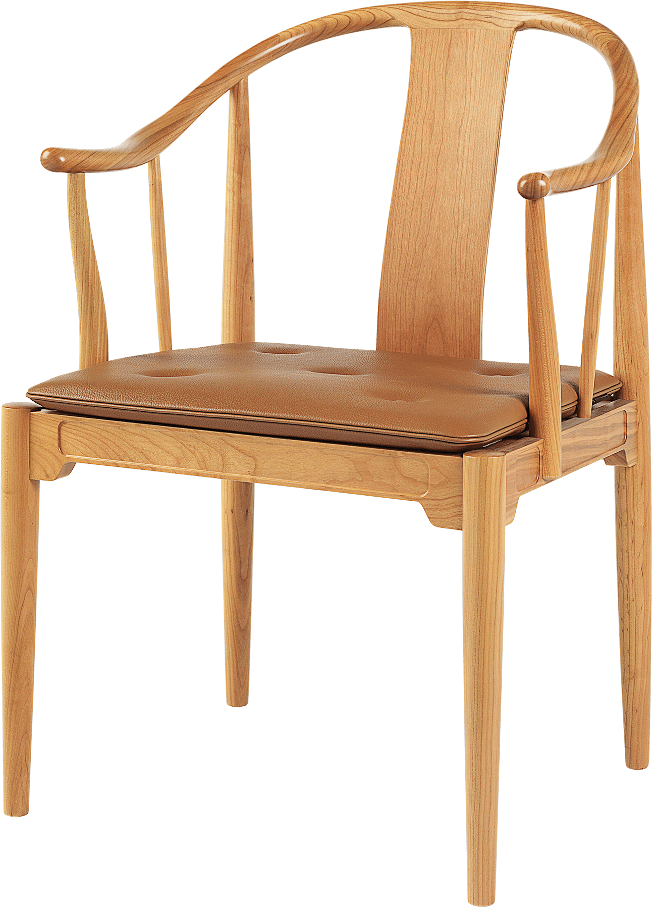 China Chair 4283 Cherry With Walnut Elegance Leather - Hans Wegner Chinese Chair (1600x1840), Png Download
