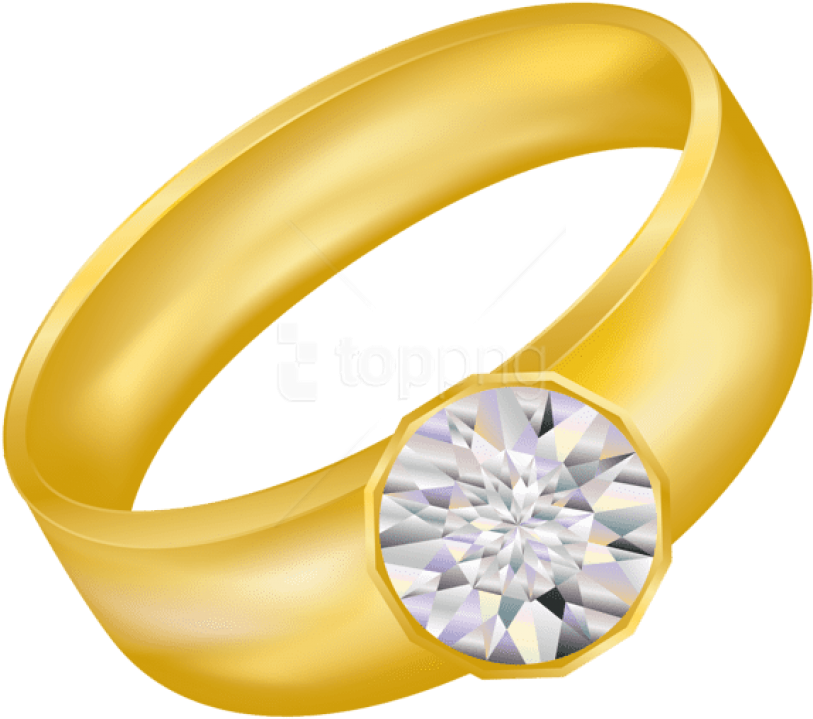 Free Png Download Transparent Gold Ring With Diamond - Gold Ring Clipart (850x836), Png Download
