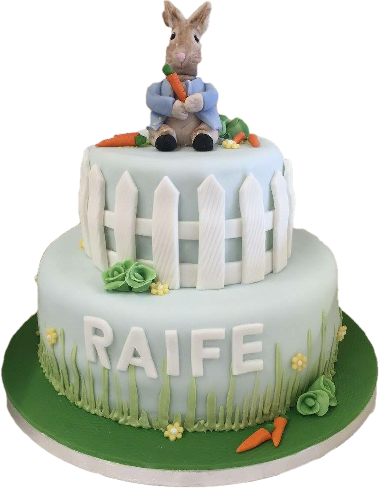 Children's Rabbit Themed Two Tier - Birthday Cake (1000x1000), Png Download