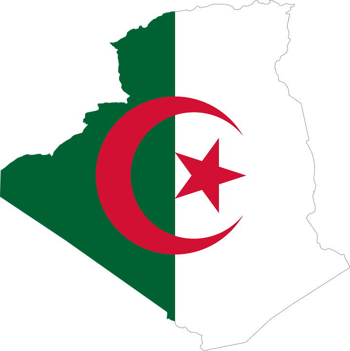 Algeria, Arab, Borders, Country, Flag, Map, Middle - Algeria Flag Map Png (718x720), Png Download